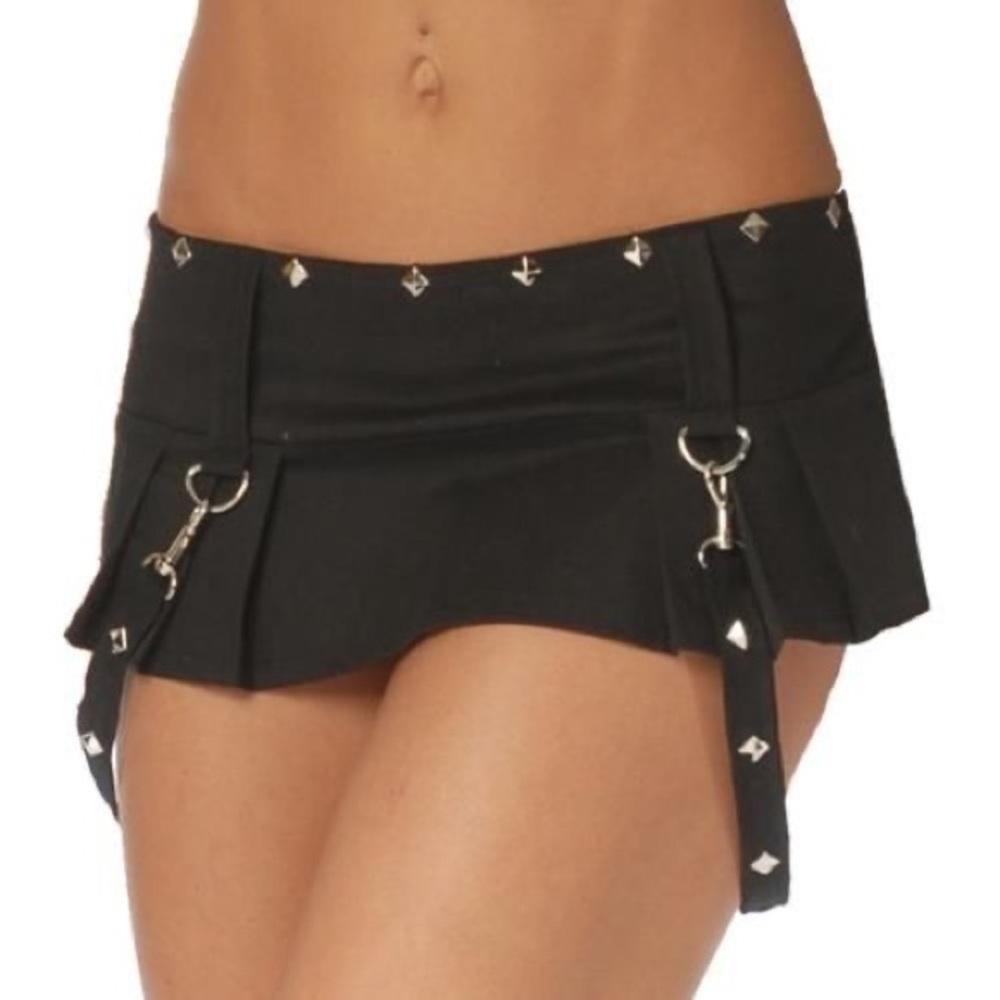 7222/ST—  Studded Pleated Skirt. Available Colors: Black, White, Red.